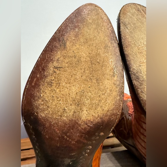 Men’s Black Jack Cowboy Boots Phoenix Inlay Alligator Hornback Size 7 EE Cognac - Picture 15 of 16